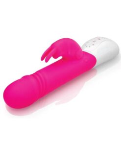 Rabbit Essentials Silicone Rechargeable Thrusting Rabbit Vibrator - Hot Pink