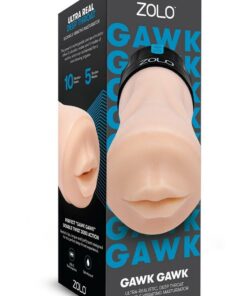 Zolo Gawk Gawk Rechargeable Silicone Vibrating Deep Throat Blowbot Masturbator - Vanilla/Black