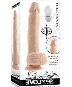 Full Monty Silicone Rechargeable Realistic Dildo with Remote 9in - Vanilla