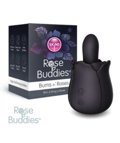 Skins Rose Buddies Bums N Roses Rechargeable Silicone Clitoral Vibrator - Black
