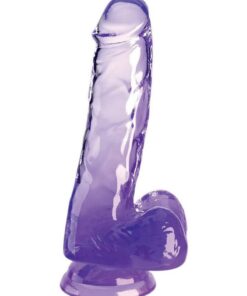 King Cock Clear Dildo with Balls 6in - Purple
