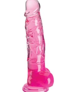 King Cock Clear Dildo with Balls 8in - Pink