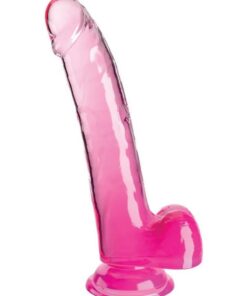 King Cock Clear Dildo with Balls 9in - Pink