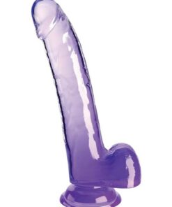 King Cock Clear Dildo with Balls 9in - Purple