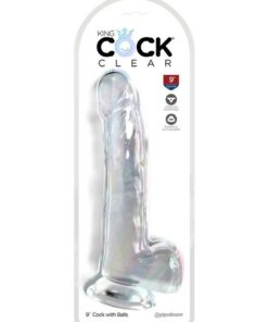 King Cock Clear Dildo with Balls 9in - Clear