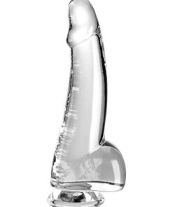 King Cock Clear Dildo with Balls 7.5in - Clear
