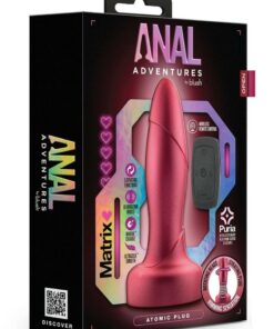 Anal Adventures Matrix Atomic Plug Rechargeable Silicone Anal Plug with Remote - Martian Wine