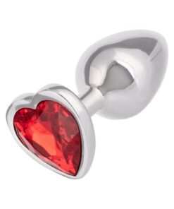 Jewel Ruby Heart Aluminum Anal Plug - Small - Red