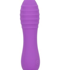Bliss Liquid Silicone Ripple Rechargeable Vibrator with Clitoral Stimulator - Purple