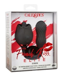 French Kiss Elite Siren Rechargeable Silicone Vibrator with Clitoral Stimulator - Black