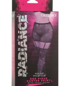 Radiance One Piece Garter Skirt with Thigh Highs - Plus Size - Black