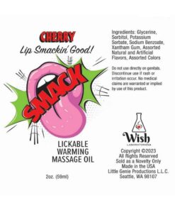 Smack Lickable Massage Oil 2oz - Cherry