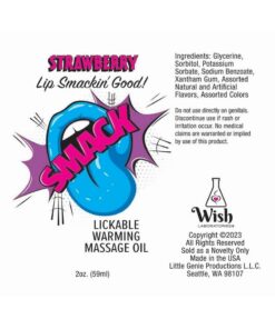 Smack Lickable Massage Oil 2oz - Strawberry