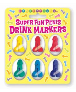 Candyprints Super Fun Penis Cocktail Markers (6 per Set) - Assorted Colors