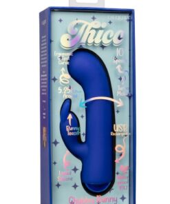 Thicc Chubby Bunny Rechargeable Silicone Rabbit Vibrator - Blue