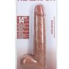 RealRock Ultra Realistic Skin Extra Large Straight Dildo with Balls and Suction Cup 14in - Caramel