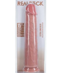 RealRock Ultra Realistic Skin Extra Large Straight Dildo with Suction Cup 15in - Vanilla