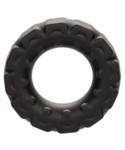 Alpha Liquid Silicone Prolong Tread Cock Ring - Black
