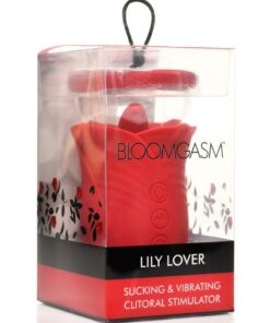 Bloomgasm Lily Lover Sucking and Vibrating Rechargeable Silicone Clitoral Stimulator - Red