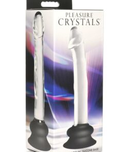 Pleasure Crystals Glass Dildo with Silicone Base 7in - Clear/Black