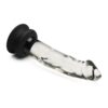 Pleasure Crystals Glass Dildo with Silicone Base 7.6in - Clear/Black