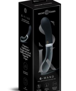 Secret Kisses Glass G Rechargeable Silicone Wand - Black/Clear