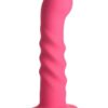 Simply Sweet 21X Vibrating Ribbed Rechargeable Silicone Dildo with Remote - Pink