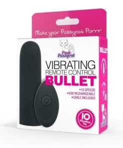 Pink Pussycat Remote Control Rechargeable Bullet - Black