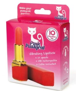 Pink Pussycat Rechargeable Vibrating Lipstick - Red/Gold