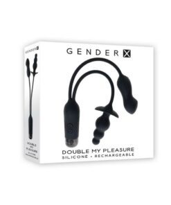 Gender X Double My Pleasure Rechargeable Silicone Dual Vibrator - Black