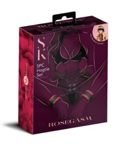 Secret Kisses Rosegasm Hogtie with Satin Blindfold Set (5 Piece) - Red/Black