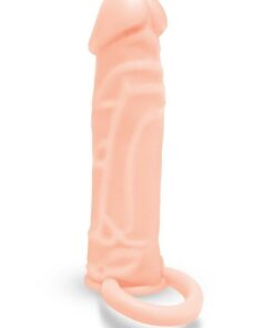 Size Up Silicone Realistic Penis Extender with Ball Loop 1in - Vanilla